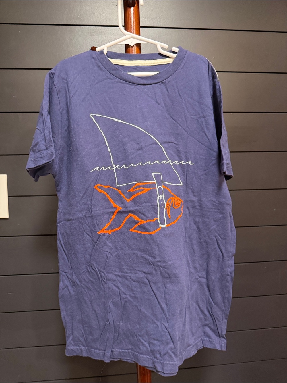 Men's Navy Graphic Tee with Orange Fish Detail